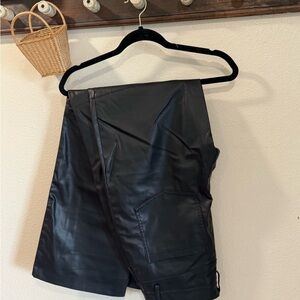 Zara Black Faux Leather Women Shorts